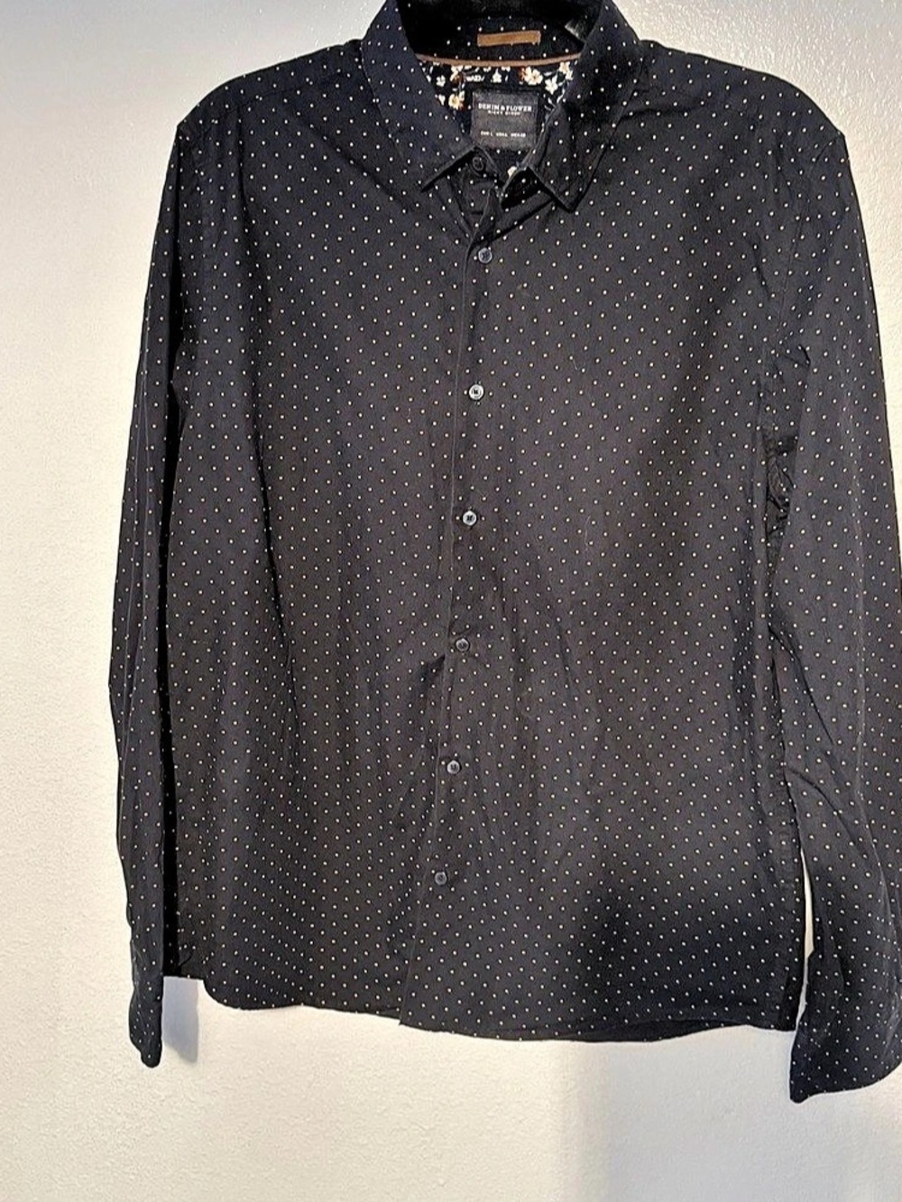 Denim & Flower Polka Dot Button Down in Black